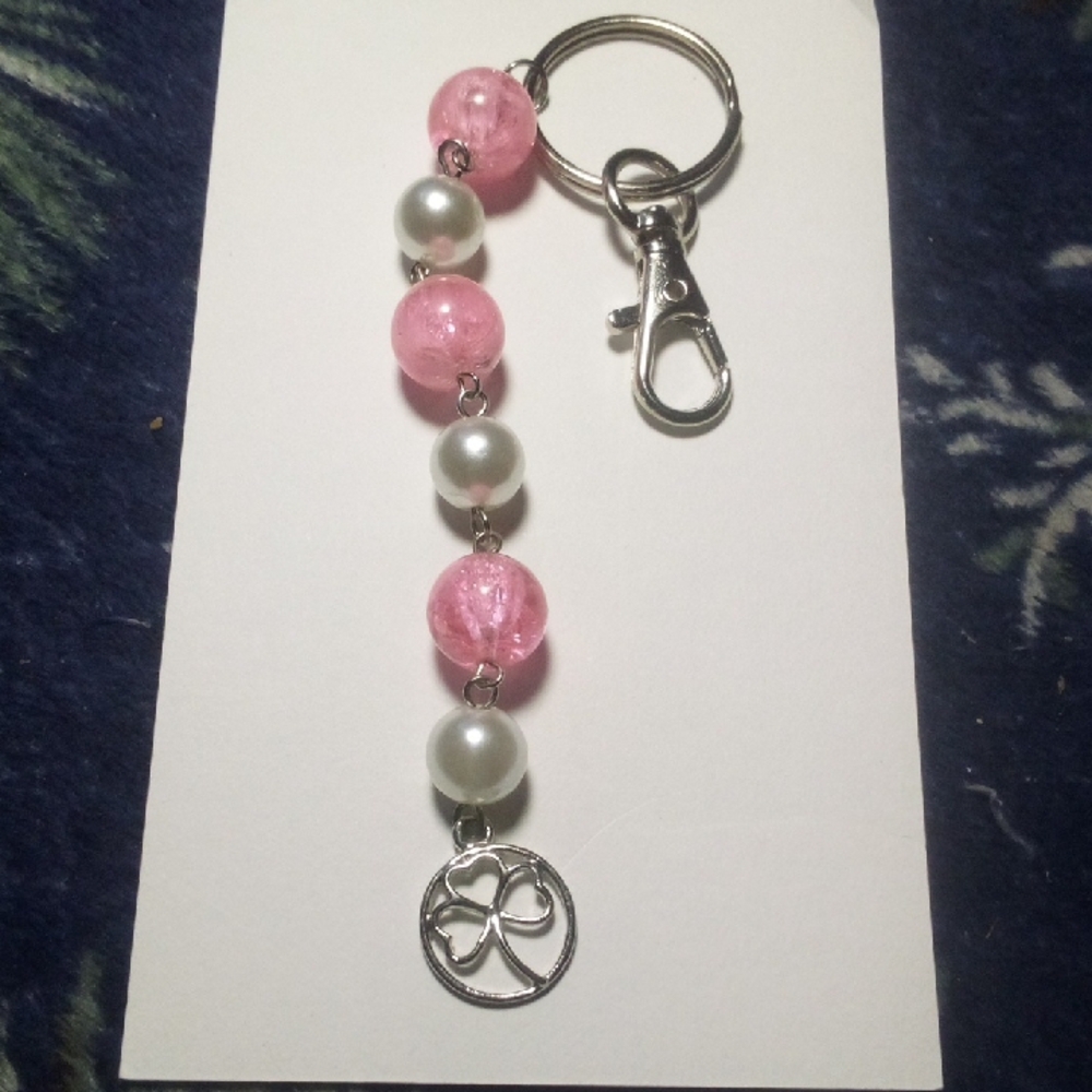 Elegant Pink and Silver Keychain